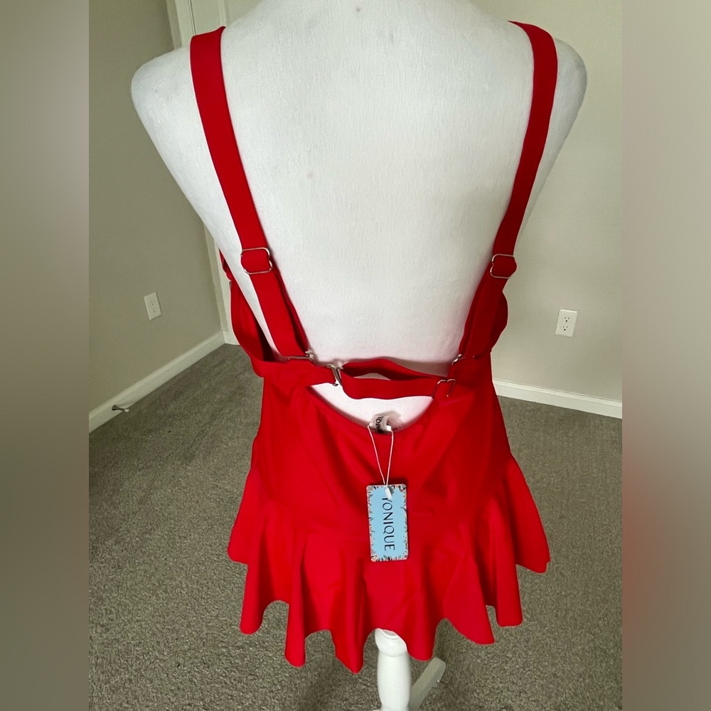 NWT Yonique Red 2 Piece Tankini Bathing Suit Size 18W - Picture 8 of 8